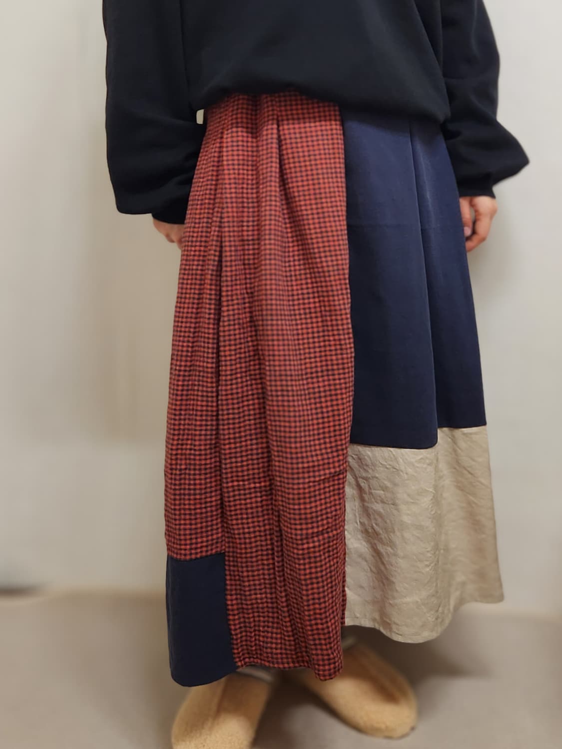 [기장수선가능] 360도 양면 보헤미안 아메카지 패치 롱스커트 상품이미지4