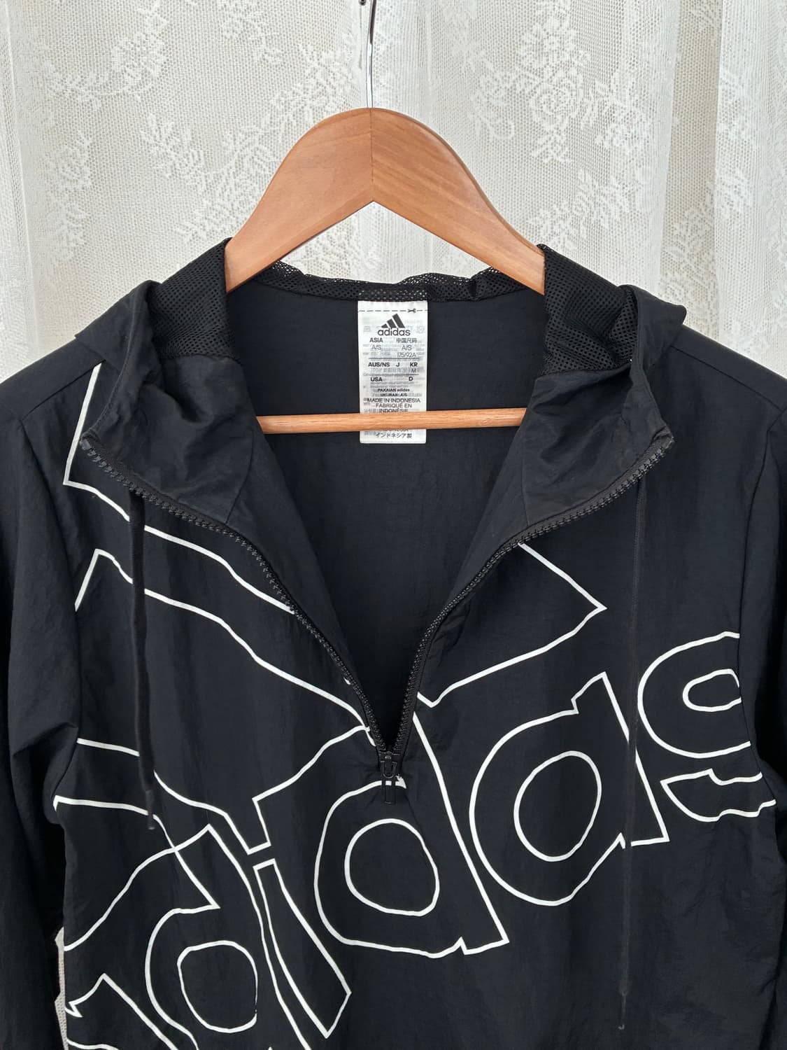 M) 아디다스 올드스쿨 빅로고 후드 아노락 블랙 상품이미지4