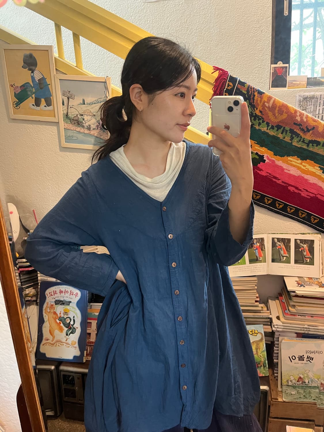 천연염색 natural onepiece (blue/ivory) 상품이미지1