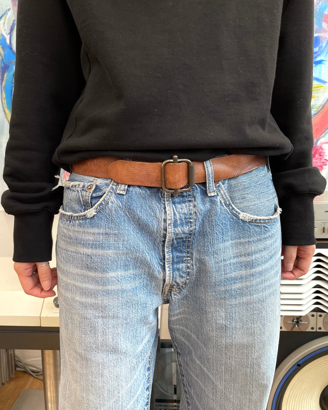 빈티지 브라운 레더 벨트 상품이미지2