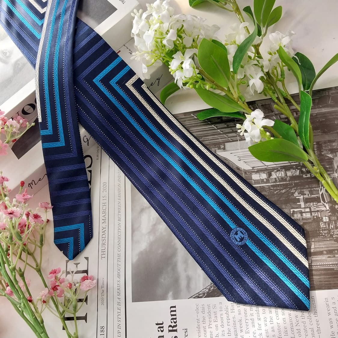 메트로시티 실크 네이비 스트라이프 넥타이 9cm A+등급 K1979 상품이미지2