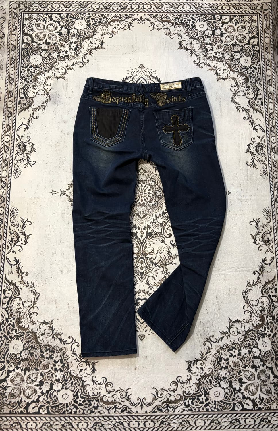 00's back cross lettering pants 상품이미지2