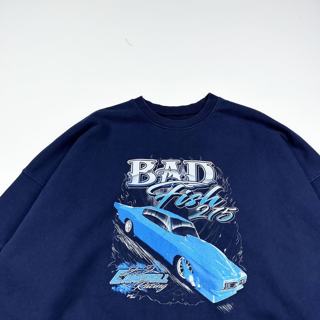 VTG 빈티지 프린팅 오버핏 레이싱 맨투맨 네이비 2XL 상품이미지2