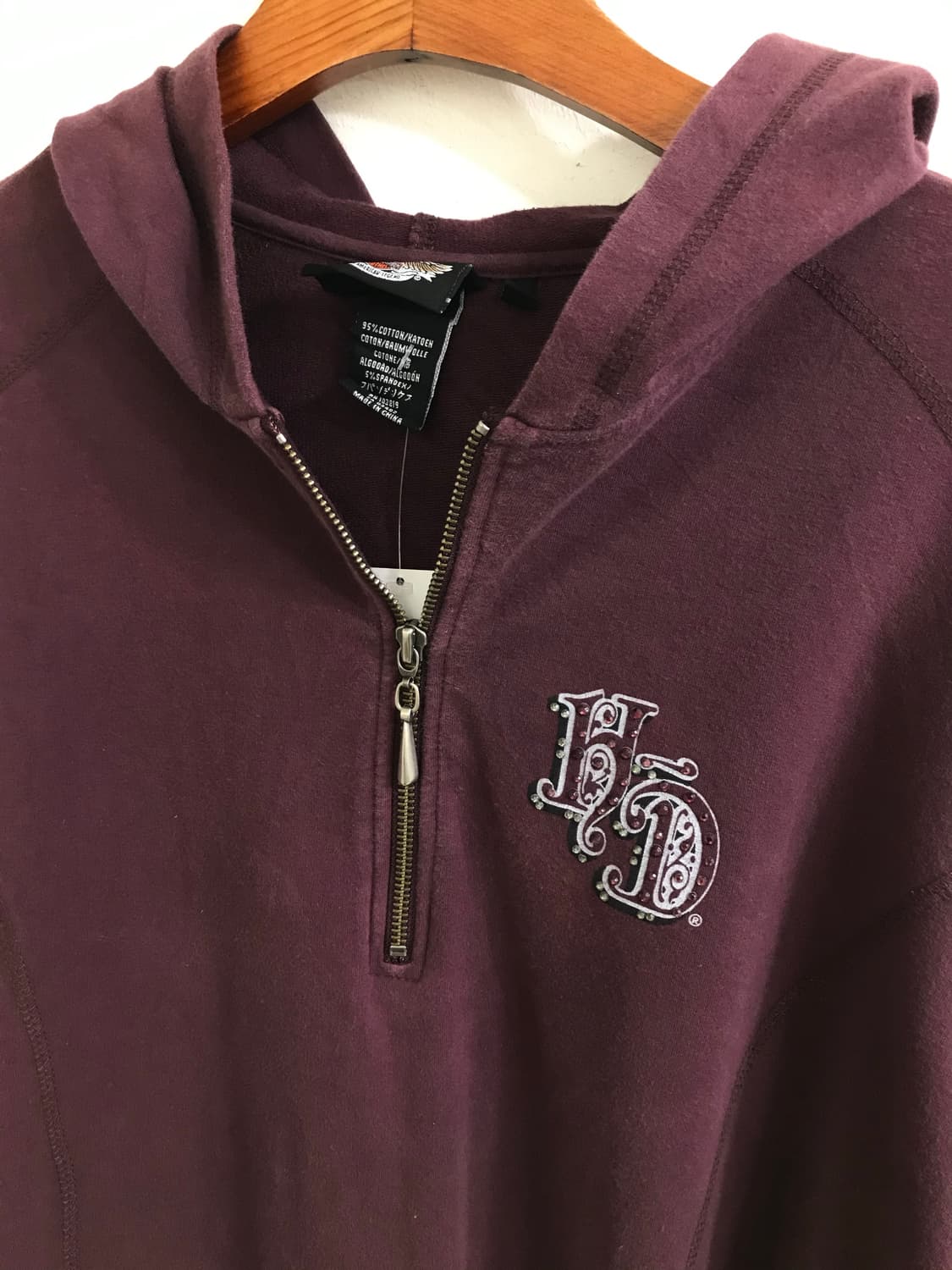 (상의 세트) 할리데이비슨 버건디 반집업 후드 + 그레이 나시 상품이미지5