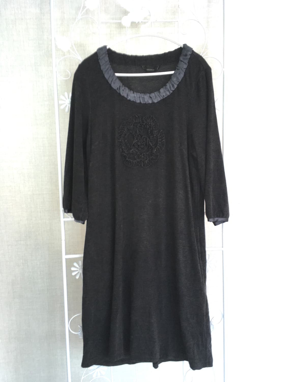 jpn vintage 차콜 플라워 패턴 레이스 원피스 상품이미지4