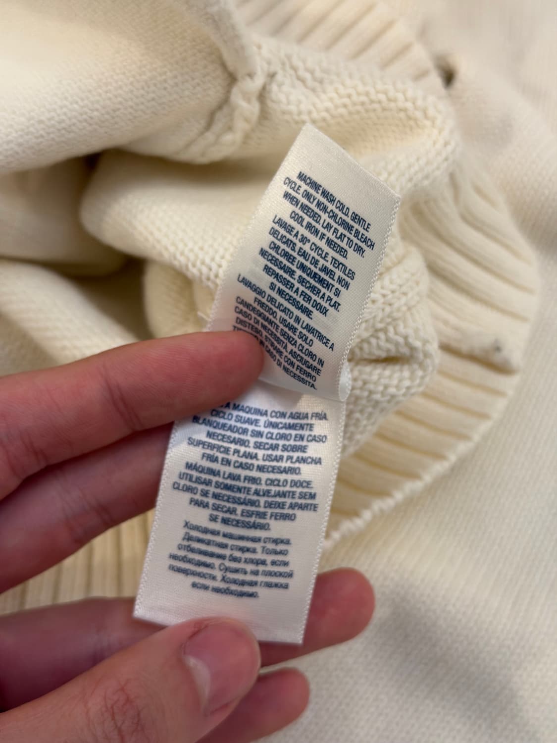 폴로 랄프로렌 빅포니 코튼 니트집업 아이보리 핑크 상품이미지3