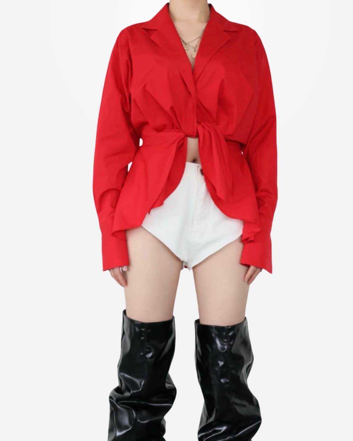 Kenzo Red Cotton Tie-Waist Shirt 상품이미지2