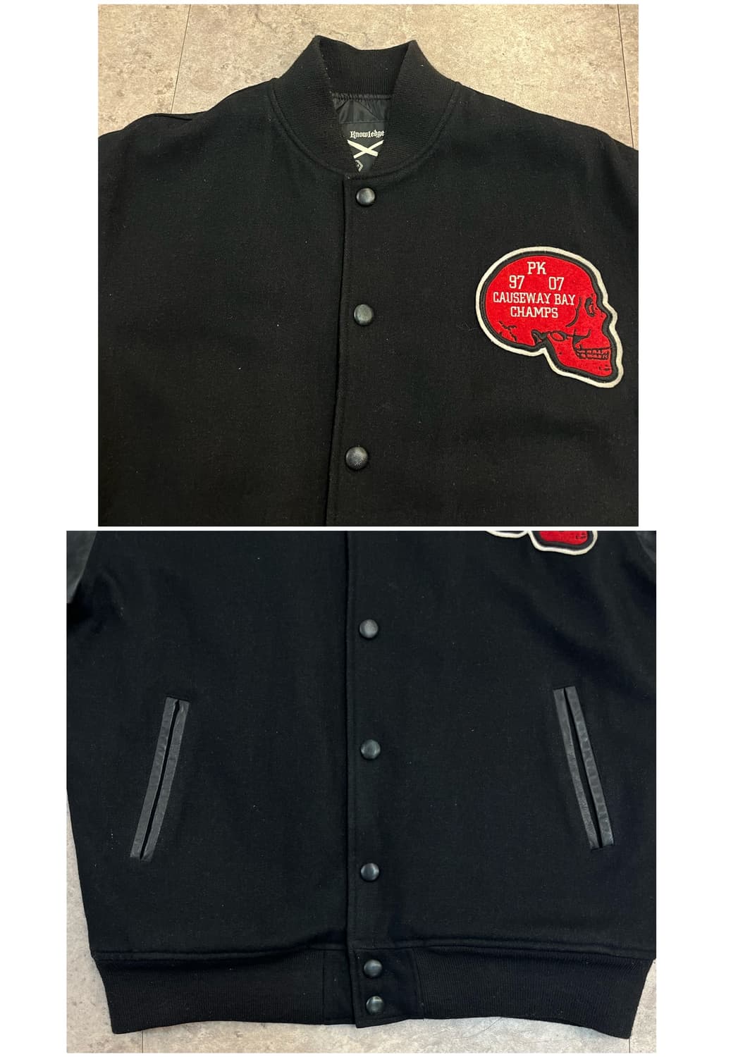 빈티지 Knowledge 패치 바시티 자켓 블랙 M #csz2165  상품이미지6