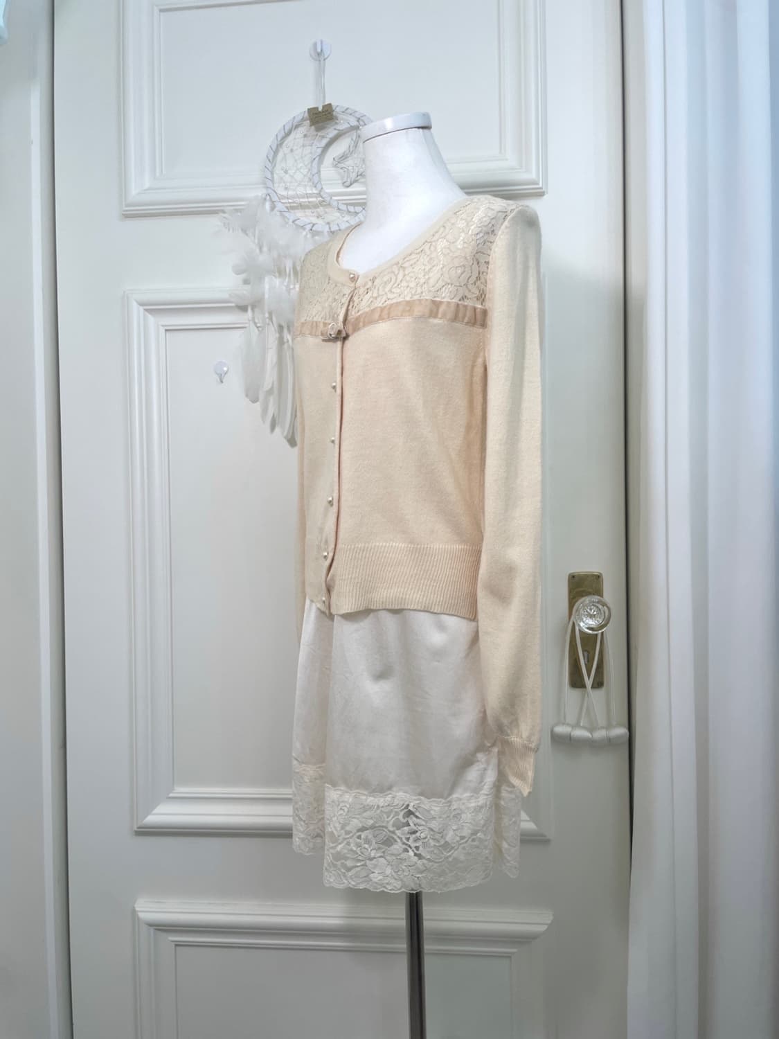 butter cream lace velvet point cardigan& 상품이미지2