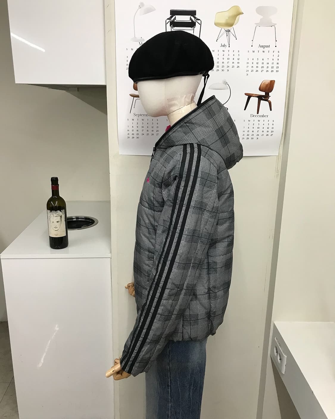 아디다스 3선 체크 패딩 상품이미지7