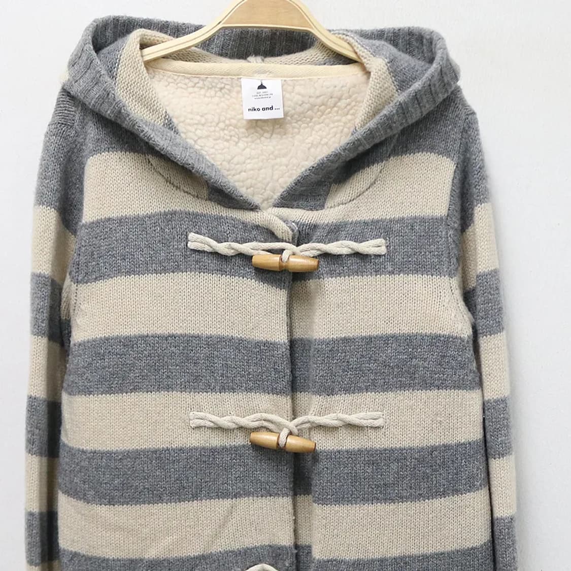 니코앤드 스트라이프 울 혼방 떡볶이 코트 60442 상품이미지3