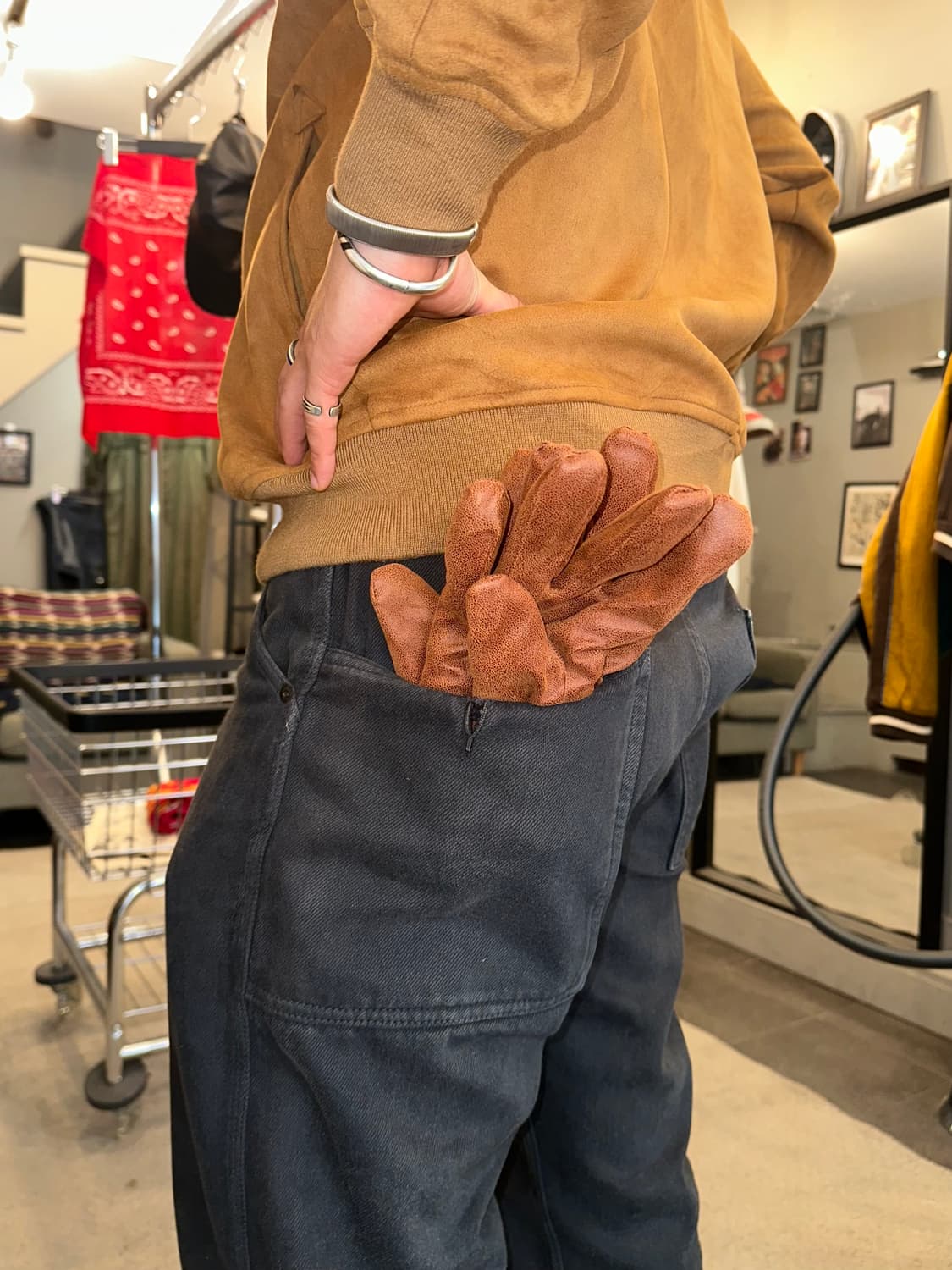 90-00‘s Japanese Suede lining fur gloves 상품이미지3