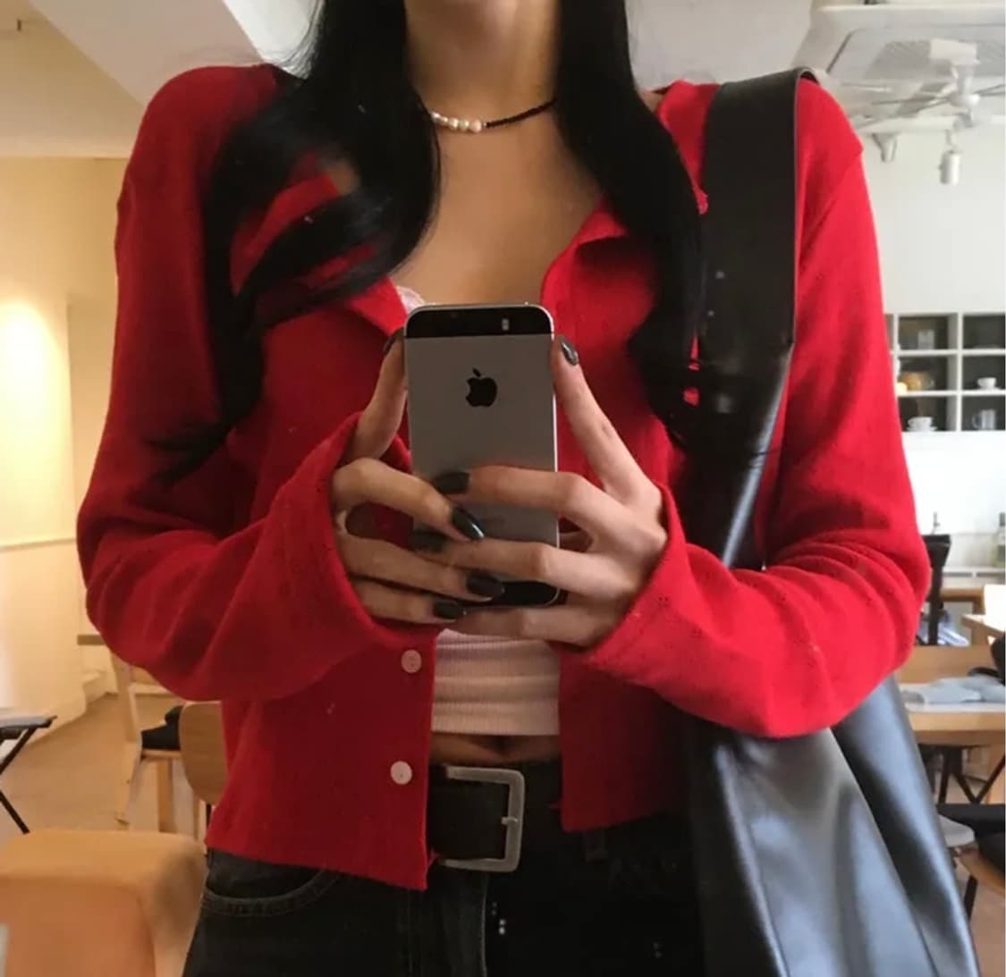 빨간색 레드 가디건  상품이미지1