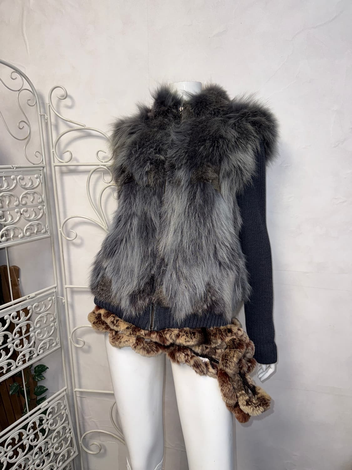 Ash gray fox fur knit zipup 상품이미지5