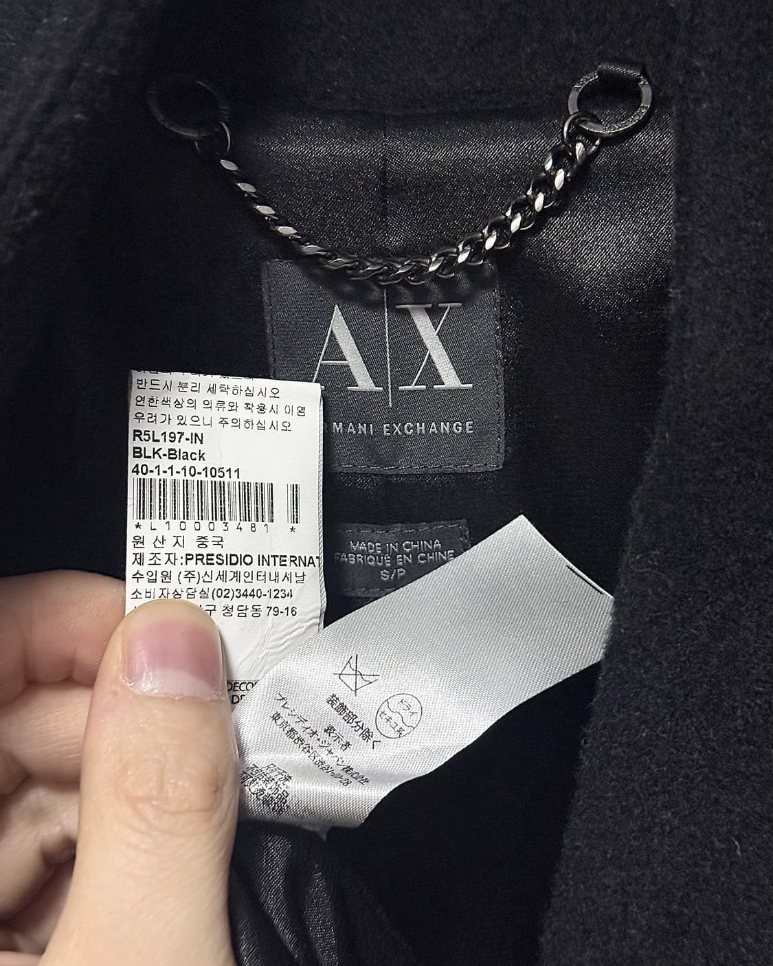 아르마니 익스체인지 카울 벨트 울 드레이프 사선 더블 블레이져 숏 코트  상품이미지7