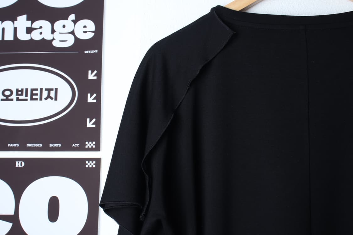 W(L-XL) 코스 반팔 티셔츠 레이온 블랙 무지 유니크-H3H33667 상품이미지5