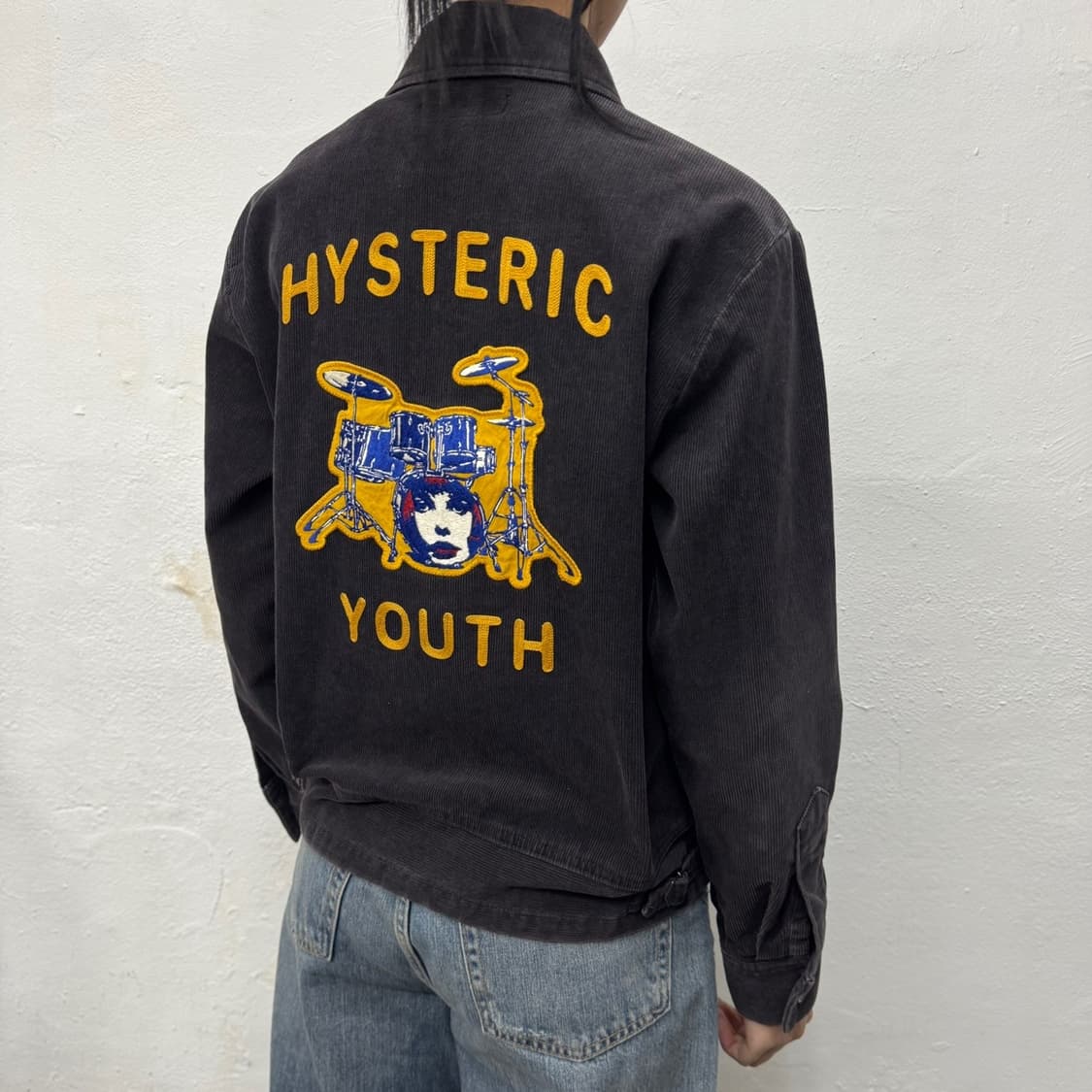 히스테릭글래머 차콜그레이컬러 자수 패치 칼리지 코듀로이 자켓  상품이미지2