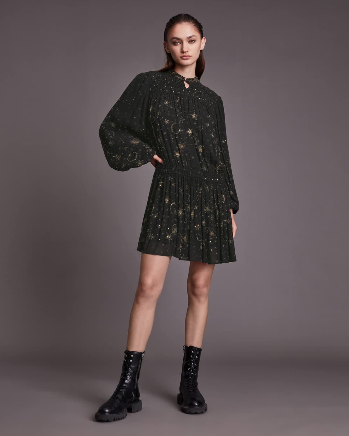 올세인츠 Allsaints 블랙 이소벨라 셀렌 비즈 원피스 EU34 상품이미지1