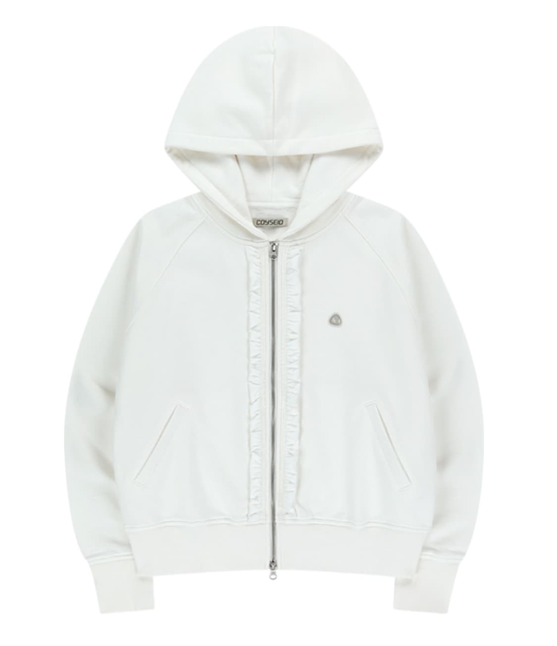 코이세이오 러플 레이스 후드 집업 화이트 상품이미지1