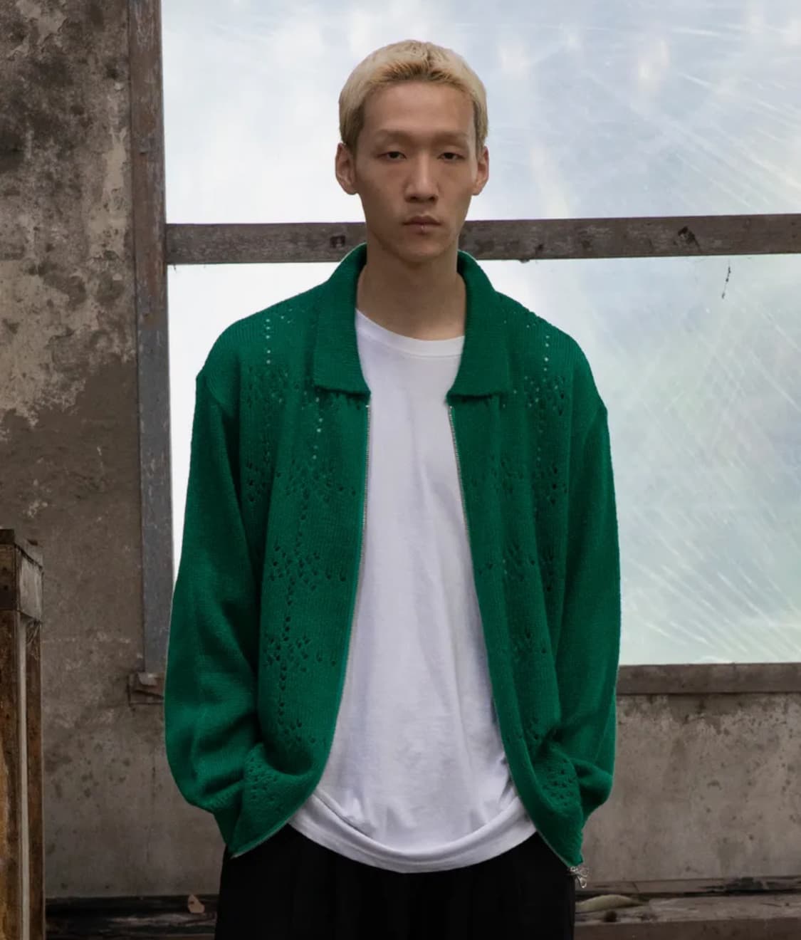 엑스톤즈) XTK020 펀칭 니트 집업 상품이미지1