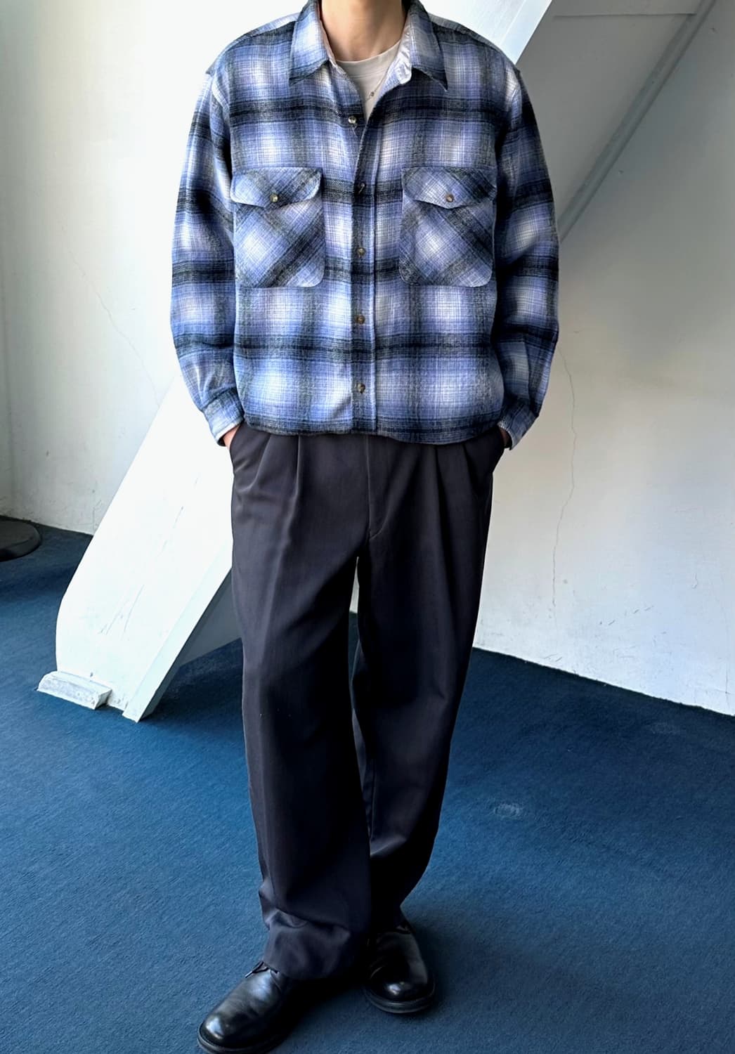 Acrylic woven check work shirt 상품이미지10