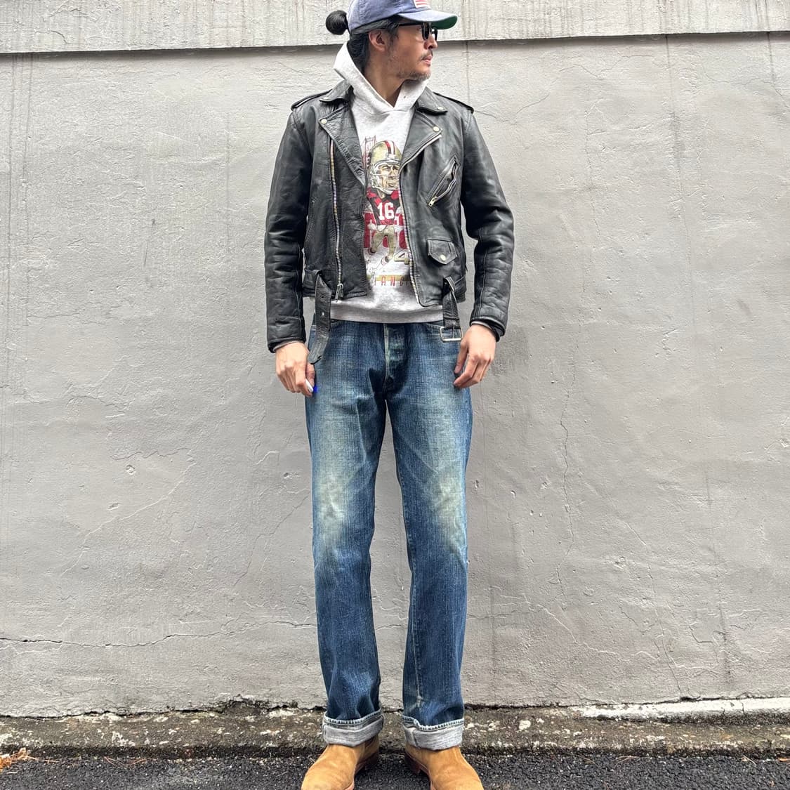 올드 레더 더블 라이더 자켓 상품이미지9