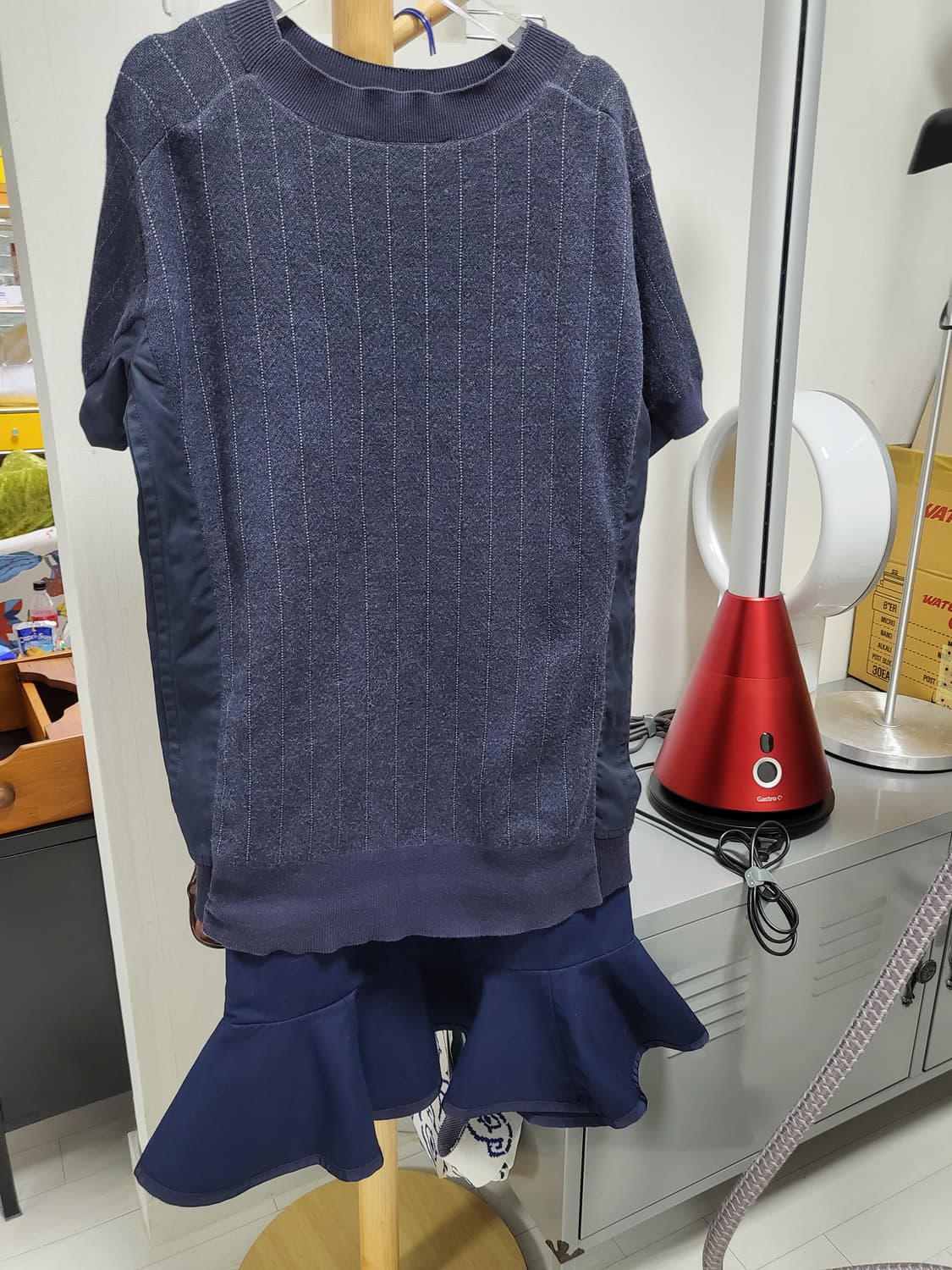 Sacai 네이비 린넨.면 니트 원피스44-66 상품이미지7