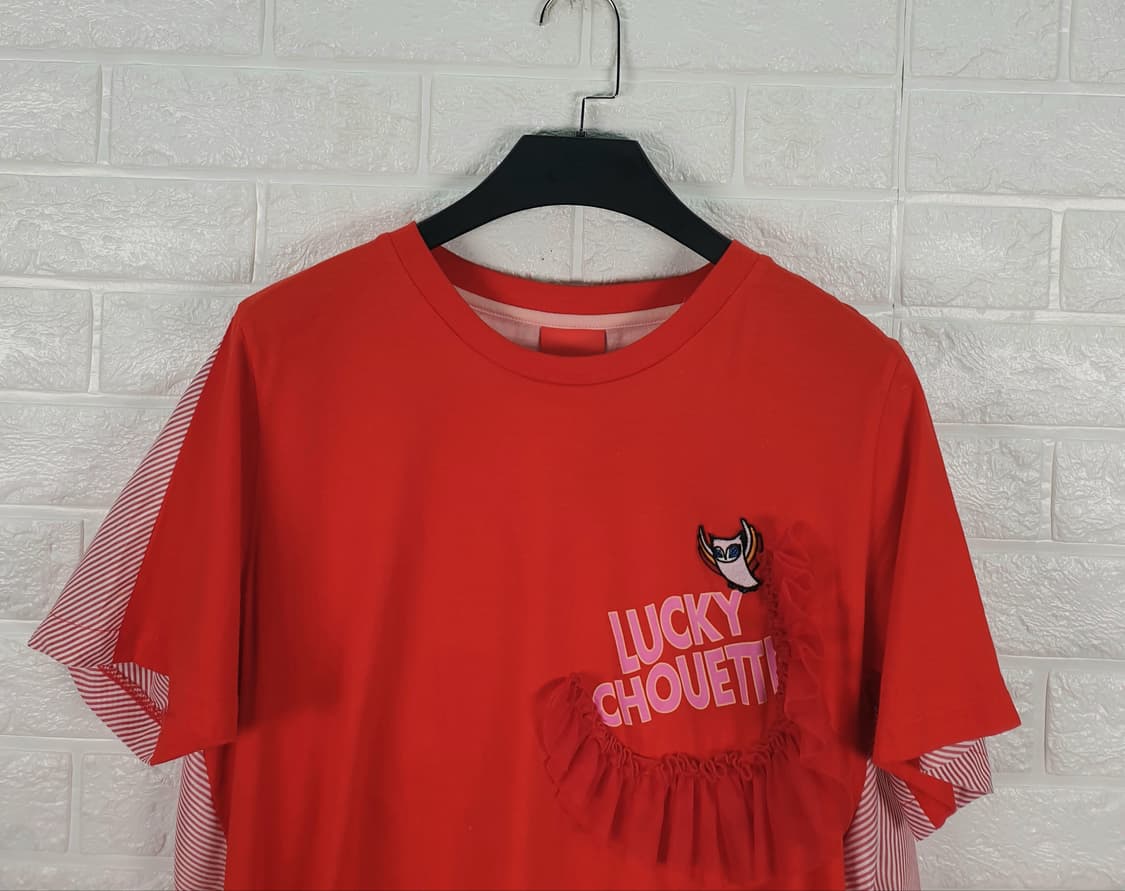 [55]럭키슈에뜨 스트라이프 배색 백타이 티셔츠 상품이미지4