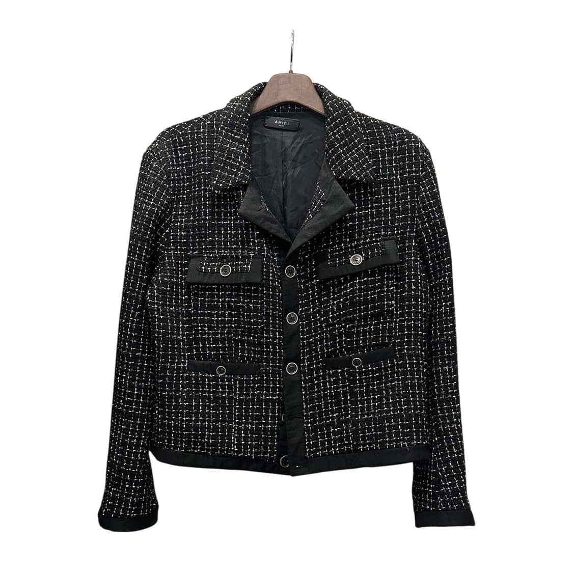 AMIRI 아미리 트위드 자켓 스티치 체크 패턴 4포켓 디테일 블랙 상품이미지1