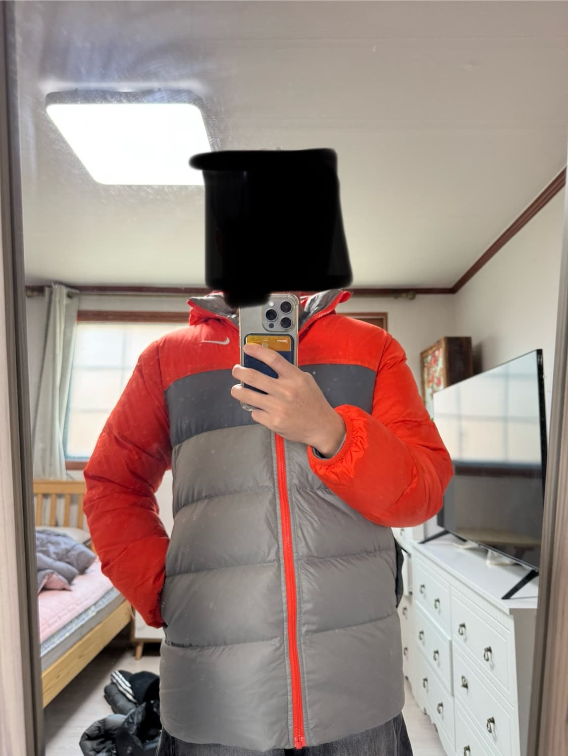 나이키 패딩 오렌지/회색 XL 상품이미지3