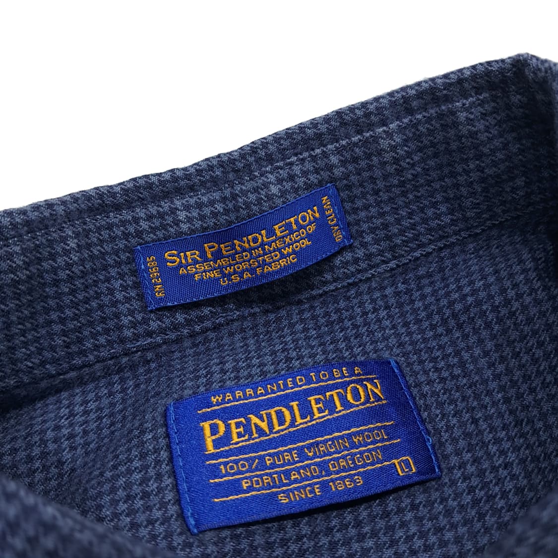 CN923 L 펜들턴 다크네이비 하운드투스 버진울 긴팔 셔츠 남방 상품이미지4