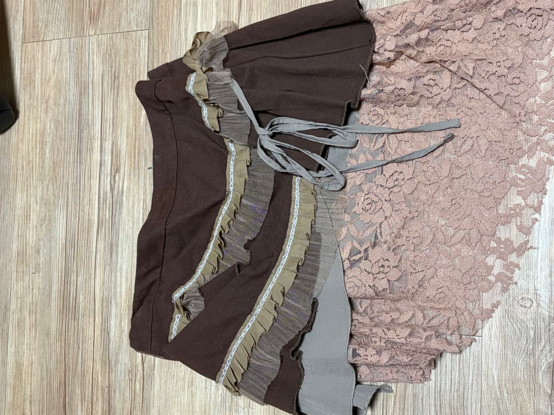 빈티지 브라운 언발 랩스커트 히피 페어리 오리엔탈 상품이미지1