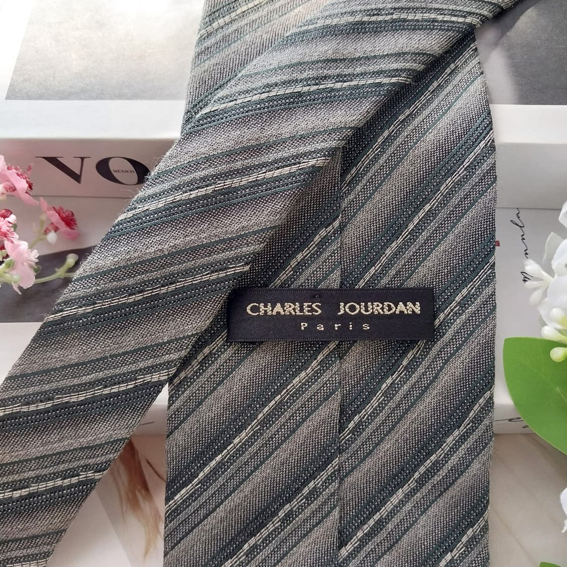 샤를주르당 실크 울 혼방 스트라이프 넥타이 9.7cm A+등급 K1985 상품이미지6