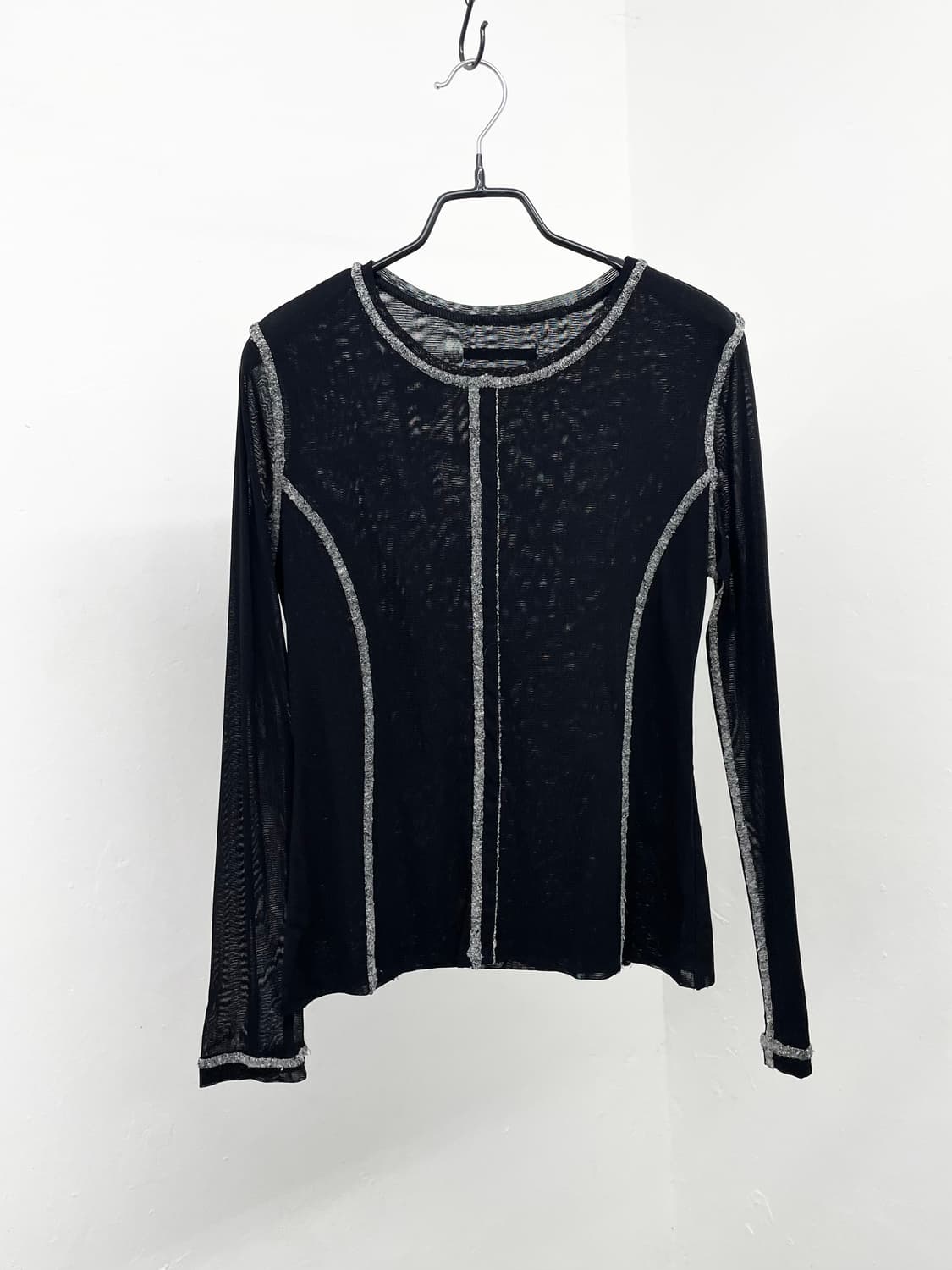 JPN 블랙 절개 시어 메쉬탑 상품이미지2