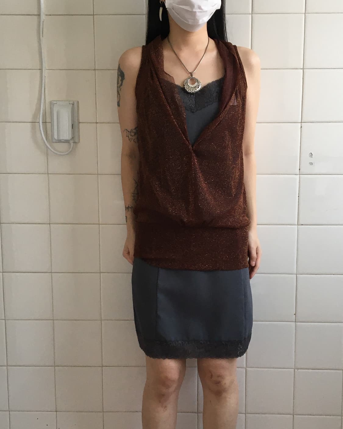 Glitter point drape sleeveless 상품이미지4