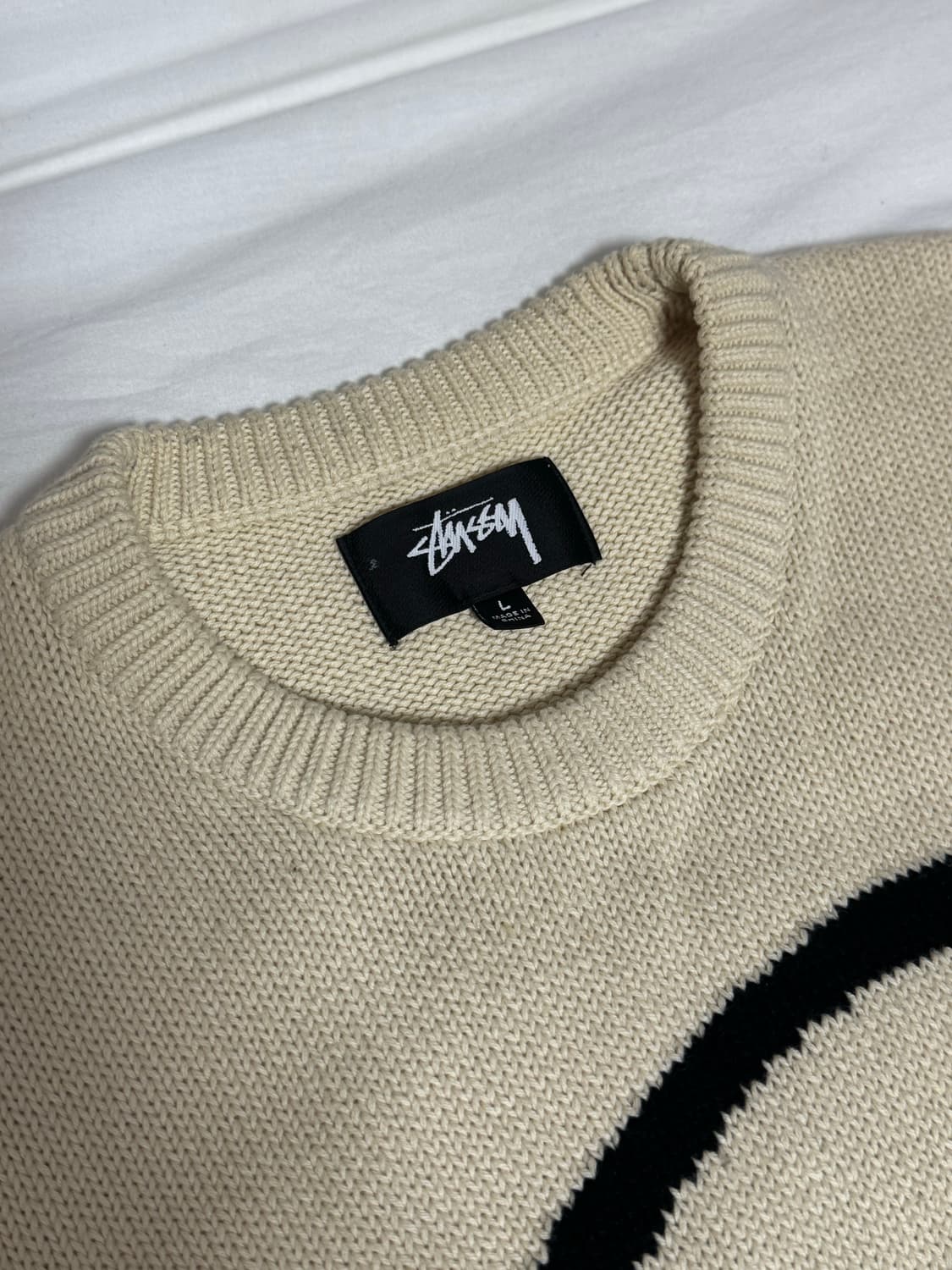 스투시 컬리 s 스웨터 내추럴 L사이즈 상품이미지3