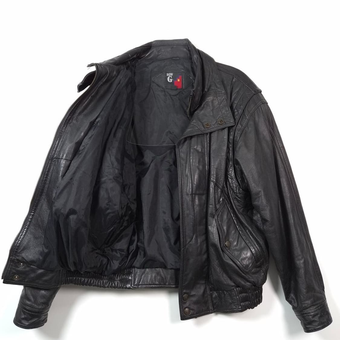 ROW G 빈티지 블랙 헤비 레더 봄버 자켓 L 상품이미지5