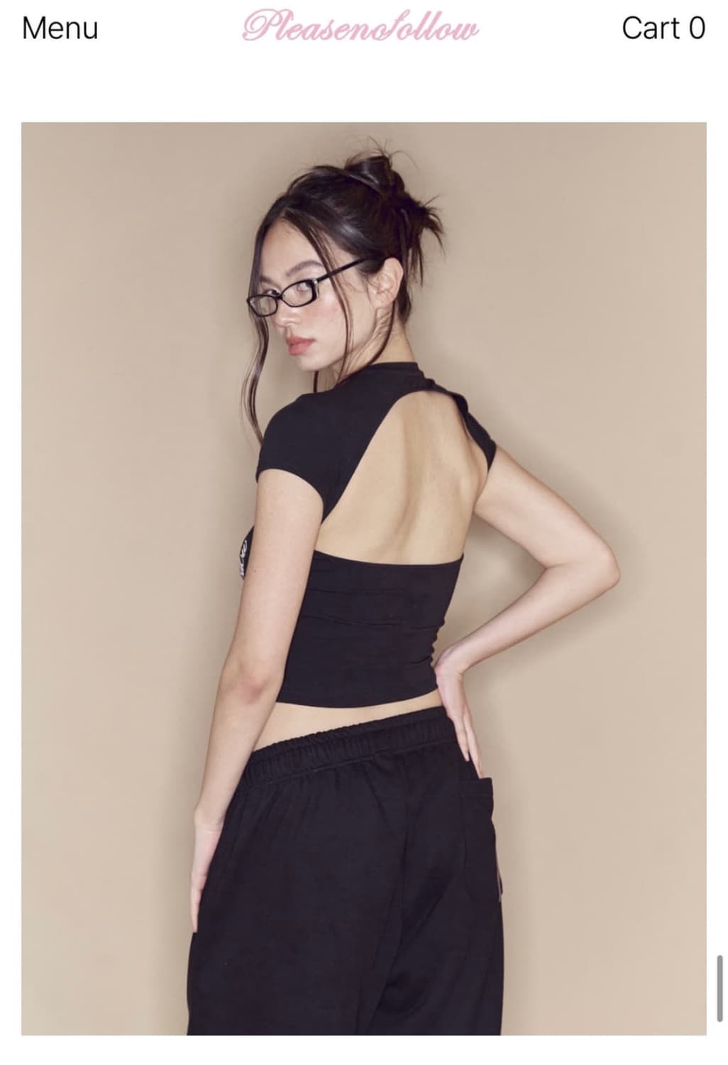 플리즈노팔로우 백리스 탑 블랙 상품이미지2