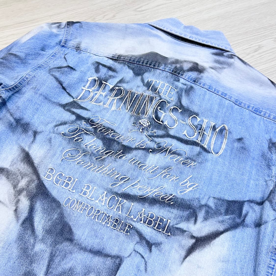 Bernings-Sho 버닝 쇼 블리치 자수 데님셔츠 상품이미지5