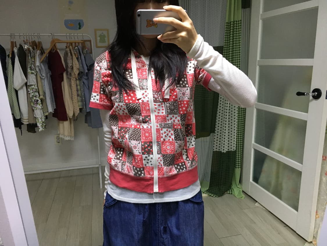 핑크-브라운 패치 후드 집업 상품이미지7