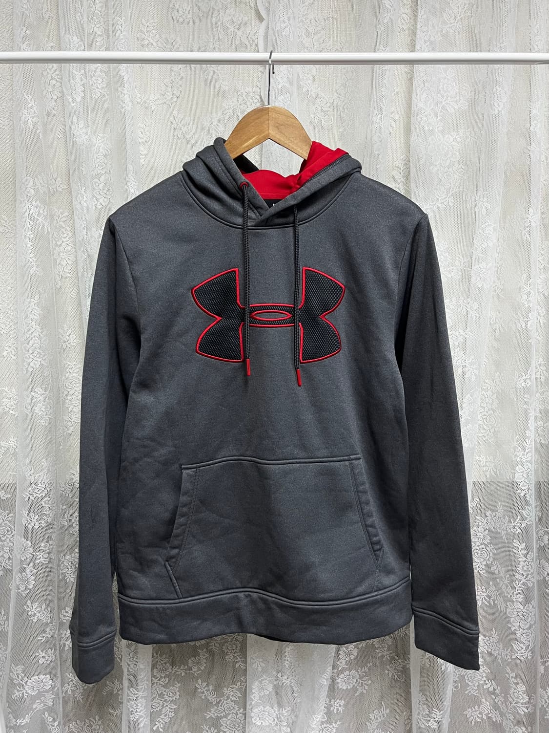 M) 언더아머 기모 후드 티셔츠 차콜 상품이미지1