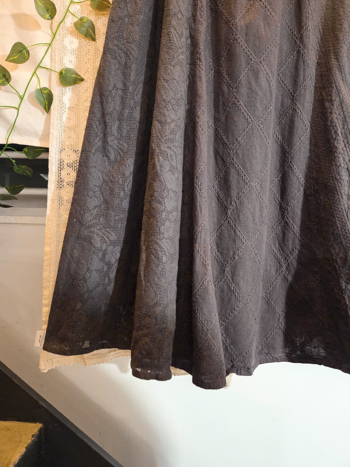 sm2 차콜 패치워크 롱스커트 상품이미지3