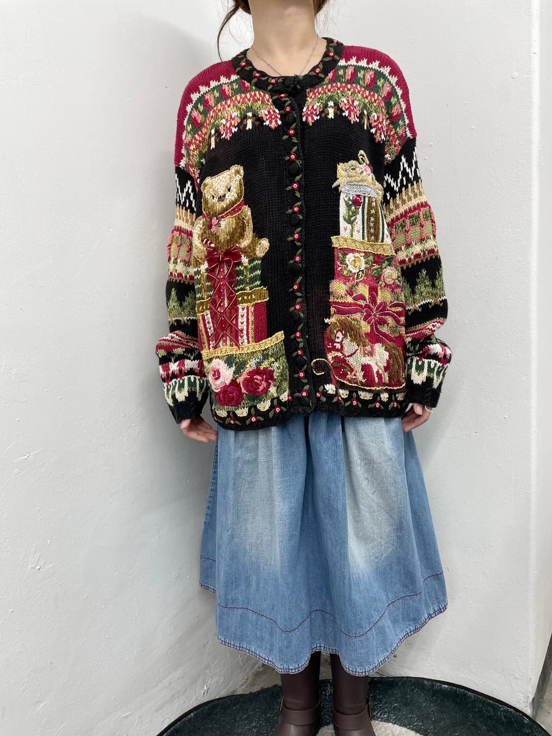 워싱 버튼 셔링 데님 스커트 상품이미지4