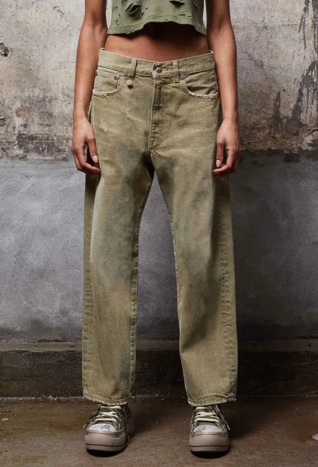 R13 올리브 그린 로우라이즈 팬츠 (25) 상품이미지4