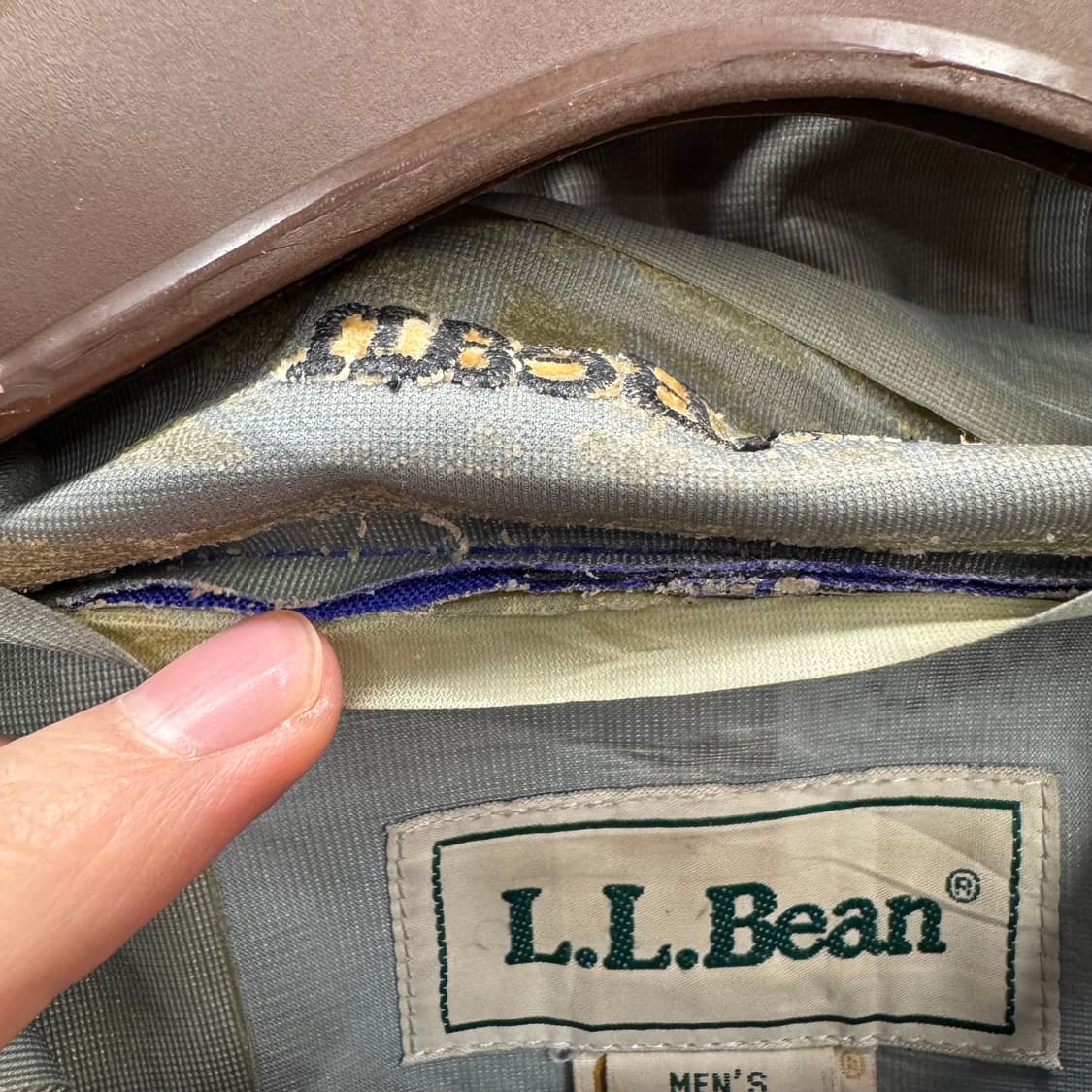 00s 엘엘빈 후드 아웃도어 롱파카 컬러블록 디테일 레드 블루 배색 상품이미지7