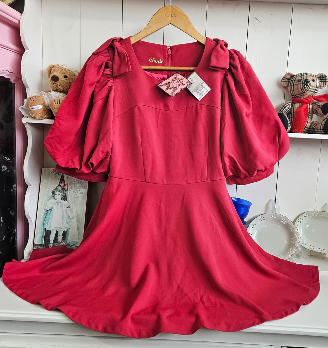 Honey Bunch 체리 리본 퍼프 원피스 상품이미지7