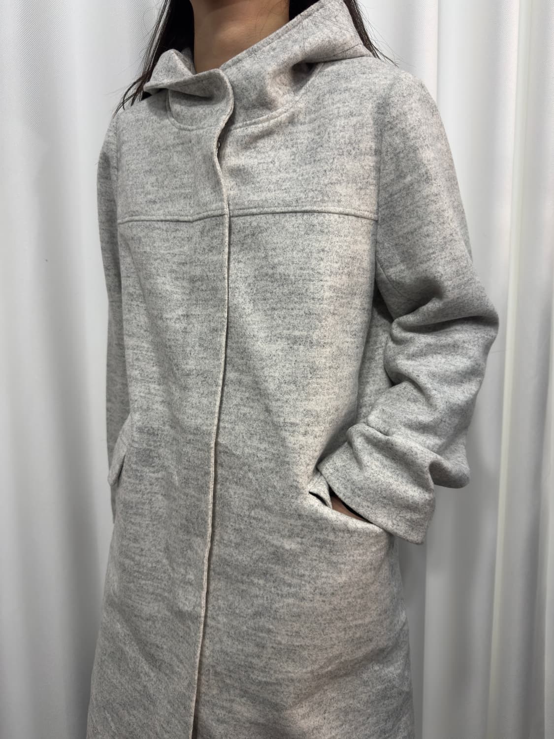 soft gray hood coat 상품이미지4