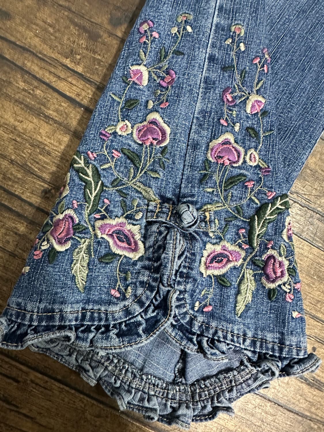 Y2K 플라워 자수 부츠컷 데님 팬츠 30 SHYGER JEANS 상품이미지2