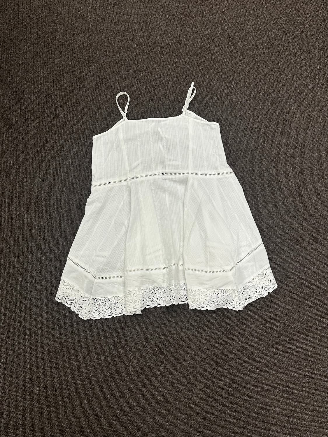 OS)Japanese vintage 여성 화이트 펀칭 레이어드 나시 원피 상품이미지6