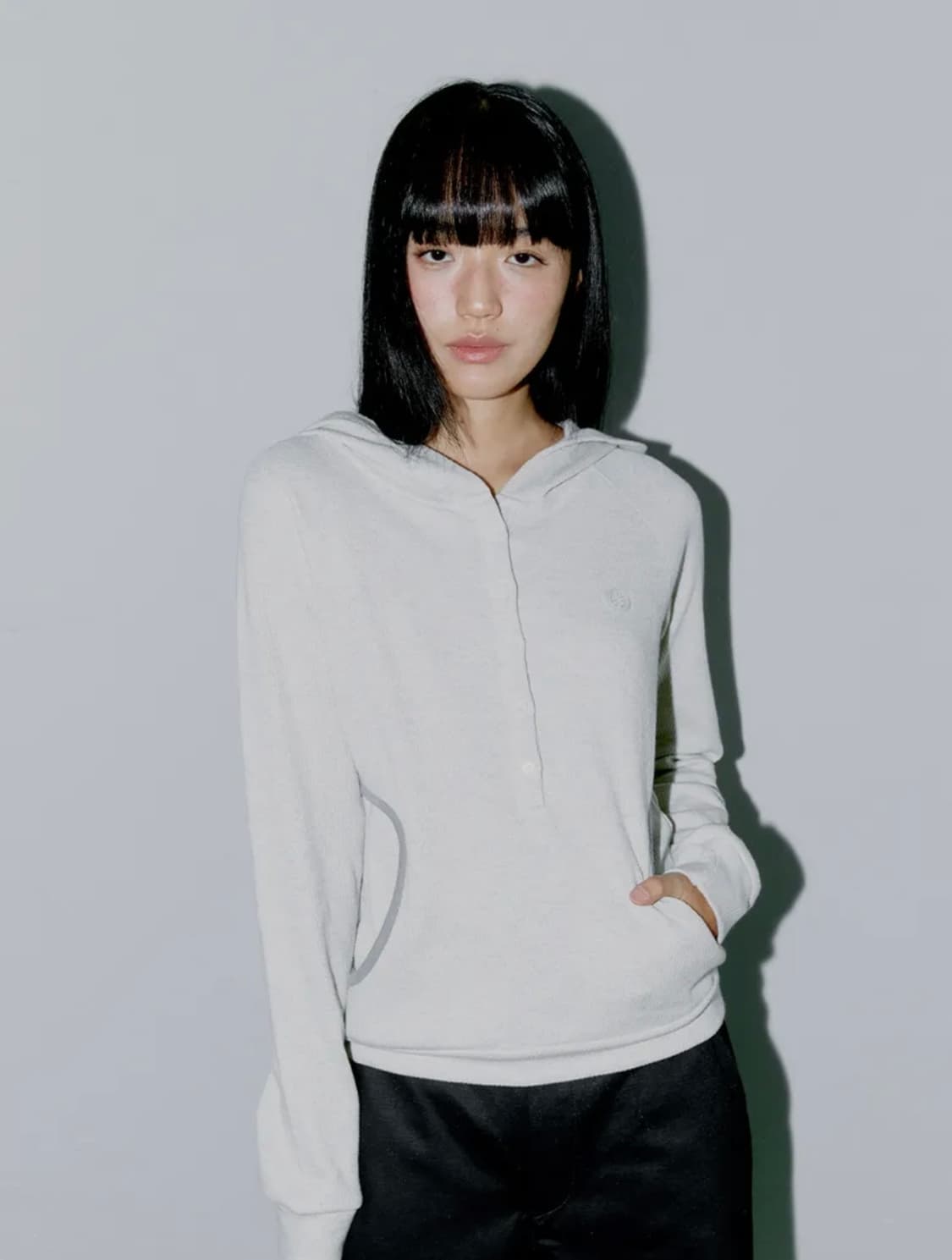 WAFFLE HENLEY HOODIE, OATMEAL 상품이미지3